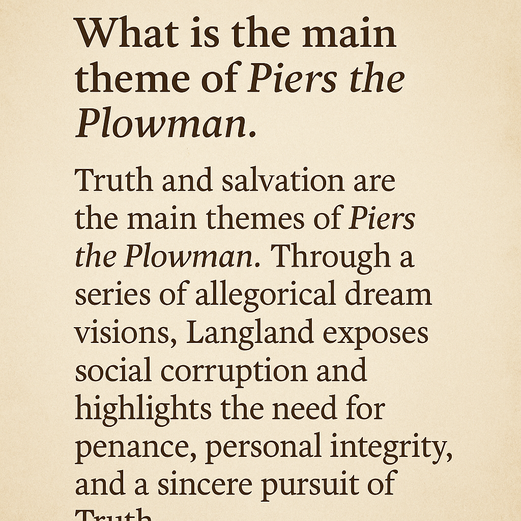 The Theme of Piers the Plowman