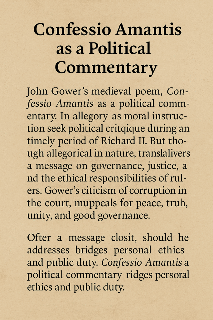 Confessio Amantis as a Political Commentary