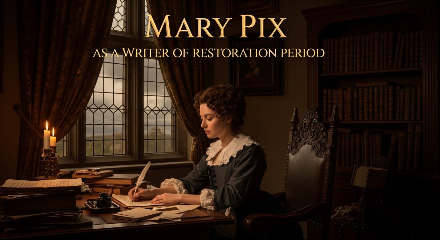 Mary Pix Restoration woman writer portrait illustration