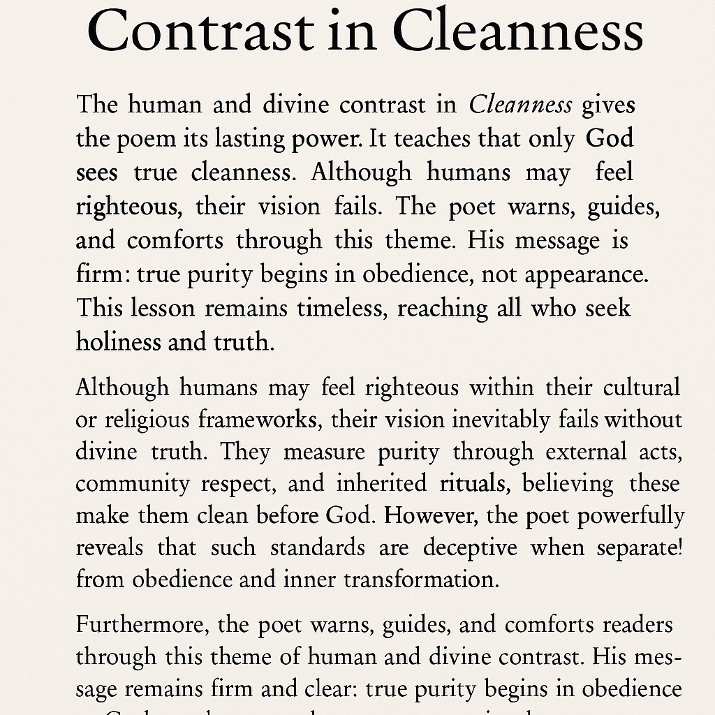 Human and Divine Contrast in Cleanness