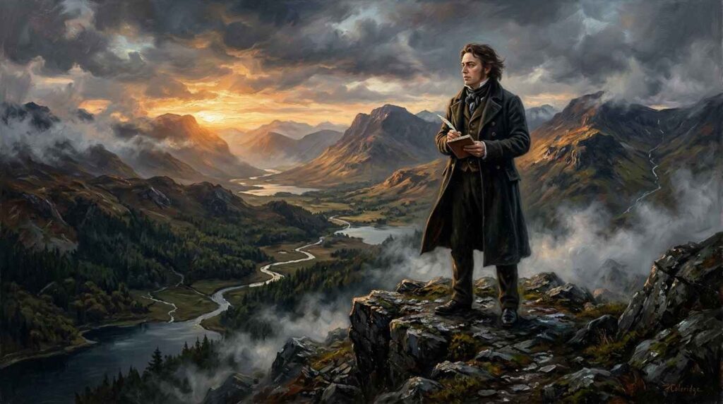Portrait of Samuel Taylor Coleridge, English Romantic poet and author of The Rime of the Ancient Mariner