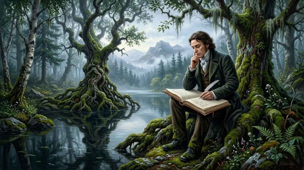 Samuel Taylor Coleridge as Poet of Nature – portrait of the English Romantic poet associated with nature, imagination, and philosophical poetry.