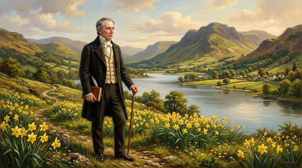 William Wordsworth portrayed as the Poet of Nature in English Romantic literature.