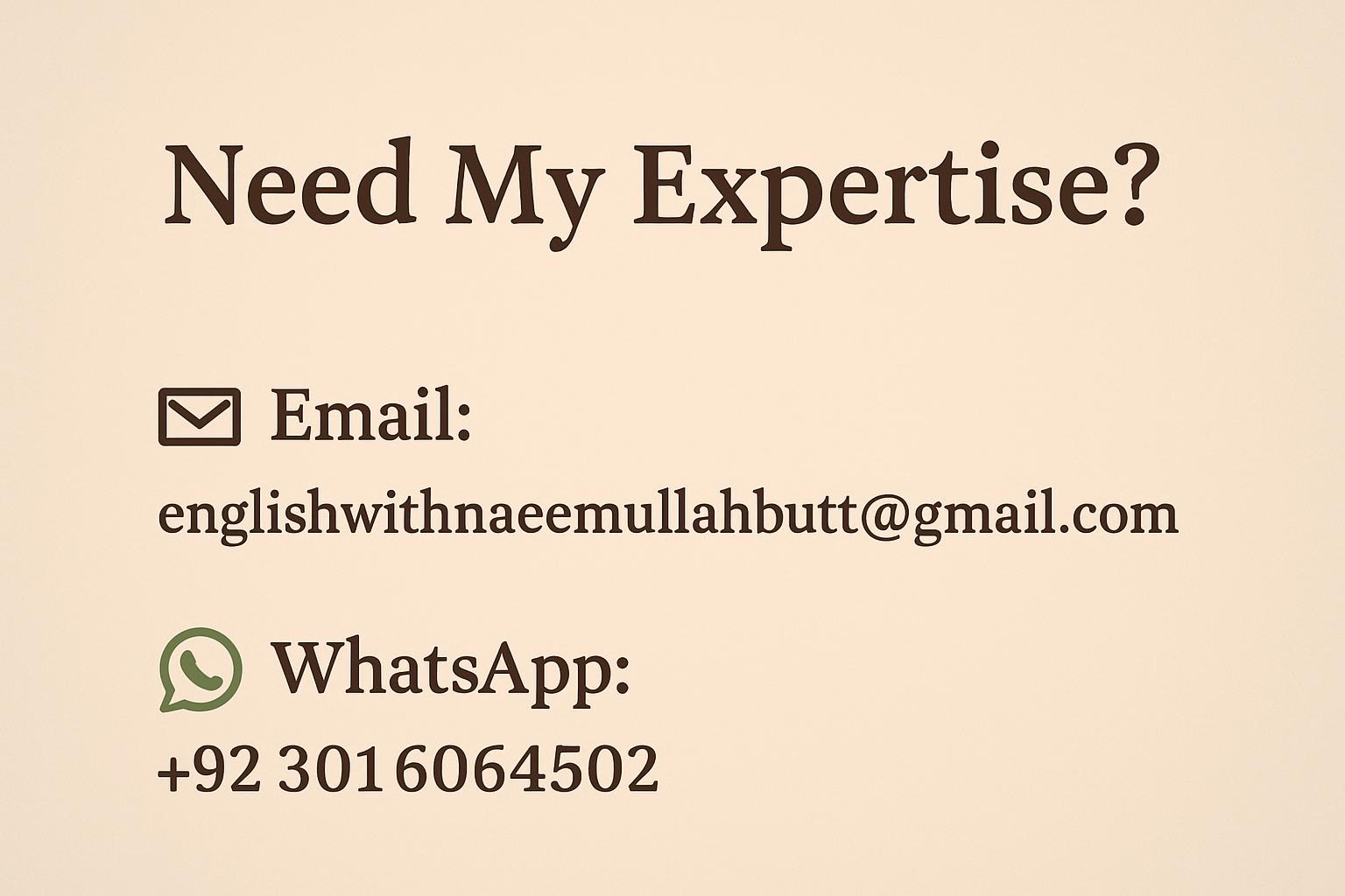 Need My Expertise? 
