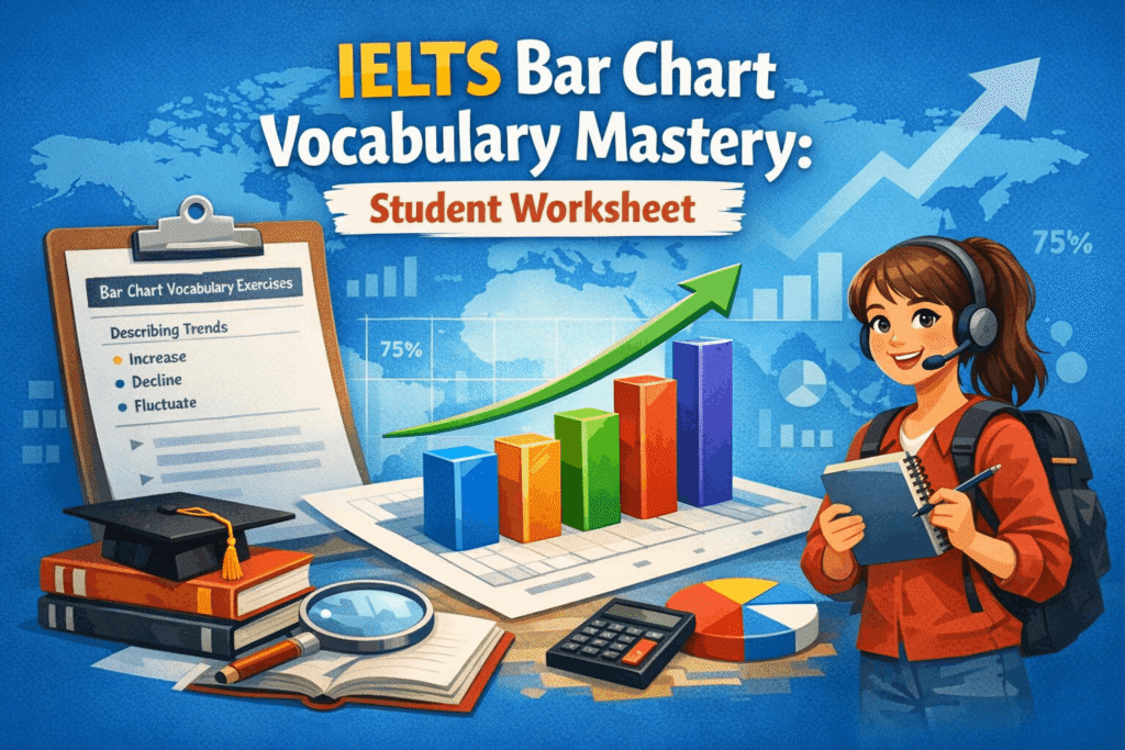 SEO Title IELTS Bar Chart Vocabulary Mastery Student Worksheet