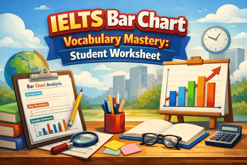 SEO Title IELTS Bar Chart Vocabulary Mastery Student Worksheet