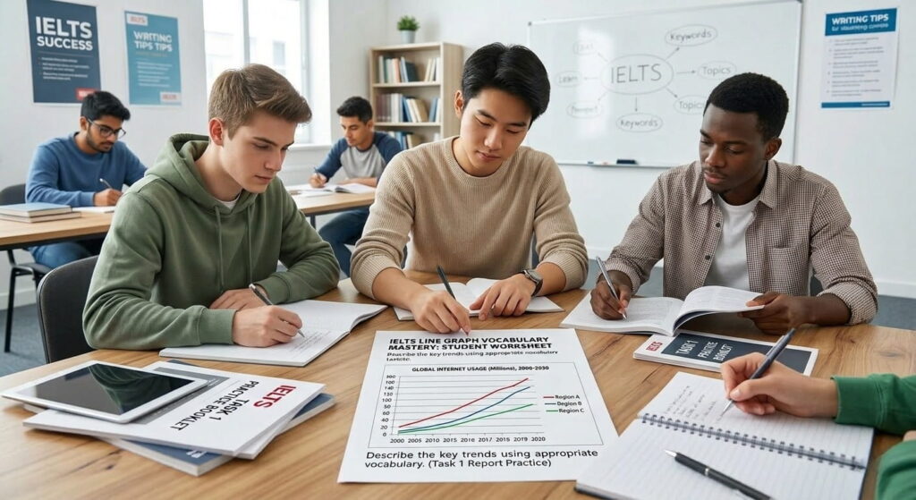 IELTS Line Graph Vocabulary Mastery Student Worksheet