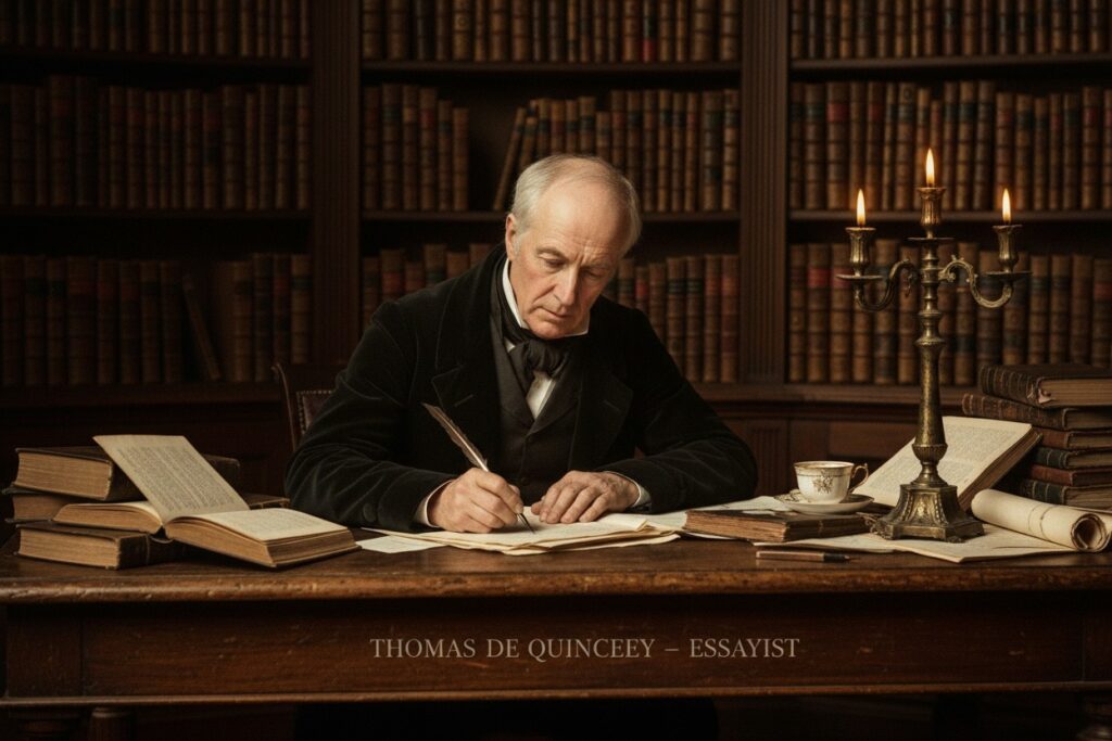 Thomas De Quincey portrait as a prominent English essayist